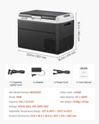 VEVOR 12 Volt Car Refrigerator, 52.8QT/50L Car Fridge, Portable Electric Cooler with -4℉~68℉ Adjustable Temperature, 12/24V DC and 100-240V AC Compressor Freezer for Outdoor, Camping, Travel, RV