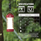 Wurkkos CL01 Camping Lantern Rechargeable, 550LM Camping Light with Magnet Base, RGB Light, Stepless Dimming, Up to 300H Runtime, Led Lantern for Power Outages, Hurricane, Camping, Red, Best Gift