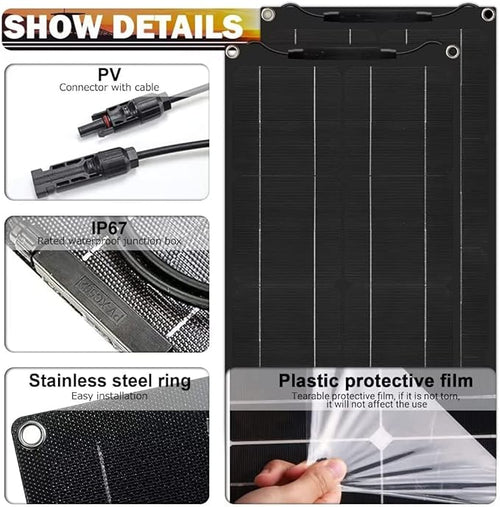 1000 Watt Solar Panel Kit, 4 × 250 Watt Flexible Solar Power Panel Photovoltaic Module with 40A Solar Charge Controller Monocrystalline Solar Panel for Camping Off Grid Battery Charging Boat