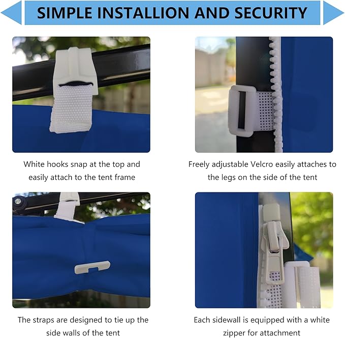 Joramoy Instant Canopy Sunwall 10×10 for Pop Up Canopy, Waterproof, UV Protection Canopy Sidewall, 1 Pack Straight Leg Canopy Side Panels Only（10×10, Blue)
