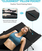 Gonex Camping Cot with Leg Extenders 2 in 1 Portable Ultralight Folding Cot for Adults Adjustable Height Supports 350lbs Sleeping Bed for Backpacking Travel Beach Home 74.8"x27.5"(Black, 1 PCS)