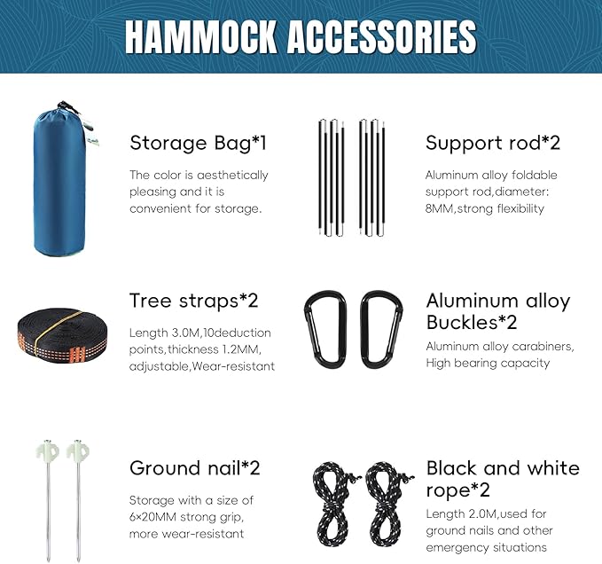 Professional Camping Hammock with Mosquito Net, Lightweight Portable Double, with Two 10 FT Hammock Tree Straps, 210T Nylon,Rain and Sun Protection,Hammock for Camping, Hiking, Yard, Backpacking