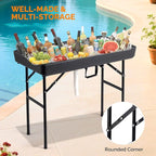 VINGLI 4FT Ice Table, Portasble Cooler Side Table with Removable Skirt, Patio Table, Indoor & Outdoor Bar for Events, Parties and Camping Black