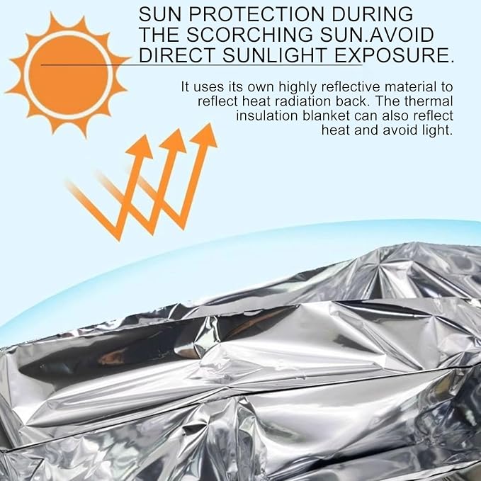 Foil Blanket | Reusable Warm Survival Gear - Winter Outdoor Thermal Blankets,for Camping Backpacking Travel Car Tent Sleeping Winter Cold Weather Homeless Prepper