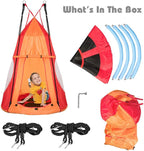Costzon 2 in 1 Kids Detachable Hanging Chair Swing Tent Set, Hammock Nest Pod Hanging Swing Seat for Boys/Girls, Children Outdoor Indoor Swing Play House with Play Tent, Max Capacity 330 LBS (Orange)