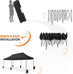 Yaheetech Heavy Duty Pop Up Canopy Tent, 10x20 Commercial Instant Shelter Tent for Wedding, Parties, Adjustable Outdoor Canopy with Wheeled Carry Bag, 6 Sandbags & 10 Stakes, Black