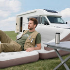 Full Size Air Mattress for Inflatable Portable Blow Up Mattress Sofa Bed with Flocked top-Double Air Couch for Tent Camping(Dark Brown)