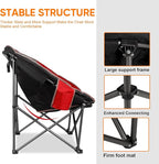 Northroad XXL Camping Moon Chair,Oversized Round Chair,Folding Padded Saucer w/Side Pocket,500lbs Capacity for Outdoor Hiking Fishing Picnic Lawn,Red&Grey