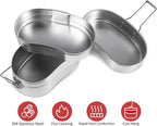 Goetland German Style M31 Military Mess Kit Mess Tin 304 Stainless Steel Backpacking Cookware Set Camping Pot Pan Set
