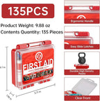 Mini First Aid Kit - 135 Piece HardCase First Aid Box for Home, Car, Travel, Camping, Hiking, Truck, Sports, Office, Vehicle & Outdoor Emergencies - Medical Kit (Small)