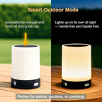 ORIMSBO® Solar Table Lamp, USB & Solar Rechargeable Bedside Night Light, 4 Brightness Levels, IP65 Waterproof, Portable Light for Bedroom, Camping, Patio, Emergency Use