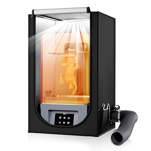 Multifunctional Resin 3D Printer Enclosure with Ventilation Kit & LED Light, 3D Printer Vented Enclosure Tent Eliminate Odors Dustproof Isolate Noise for Anycubic Elegoo LCD Resin UV 3D Printers