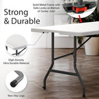 10 Pack of 6 Feet Foldable Table with Built in Handle & Steel Legs | Heavy Duty Portable | Perfect for Party, Dining, Wedding, Events, Picnic Indoor, Outdoor, Camping, Utility, Temporary