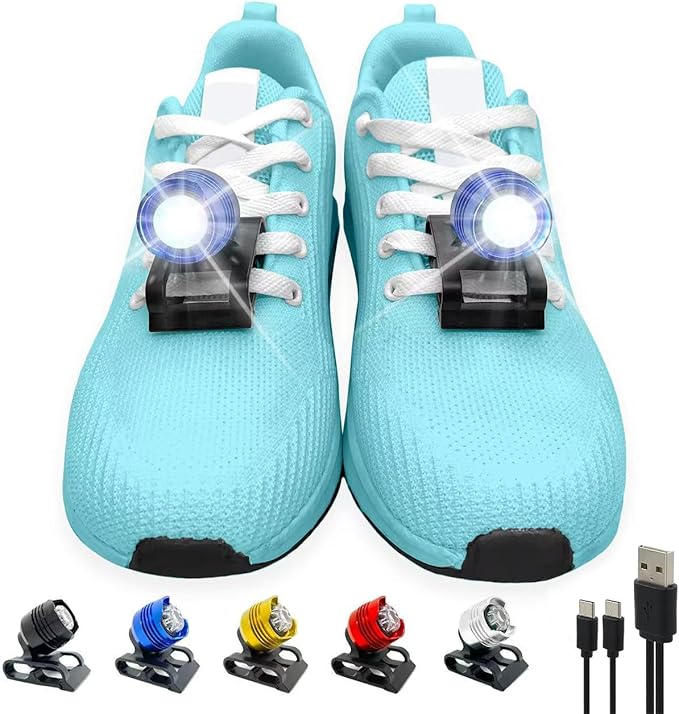 Running lights for runners,Lights for walking at night,IPX5 Running shoe lights waterproof,Shoe light,2Pcs Shoe headlights Used for Dog Walking, Walking Tours Camping, Suitable for Adults Kids(Blue)
