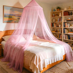 Pink Princess Bed Canopy for Girls,Kids Canopy Bed for Twin, Full, and Queen Sizes; Mosquito Net for Outdoor Use;Bedroom Accessories;Ceiling Tent for Reading Nooks