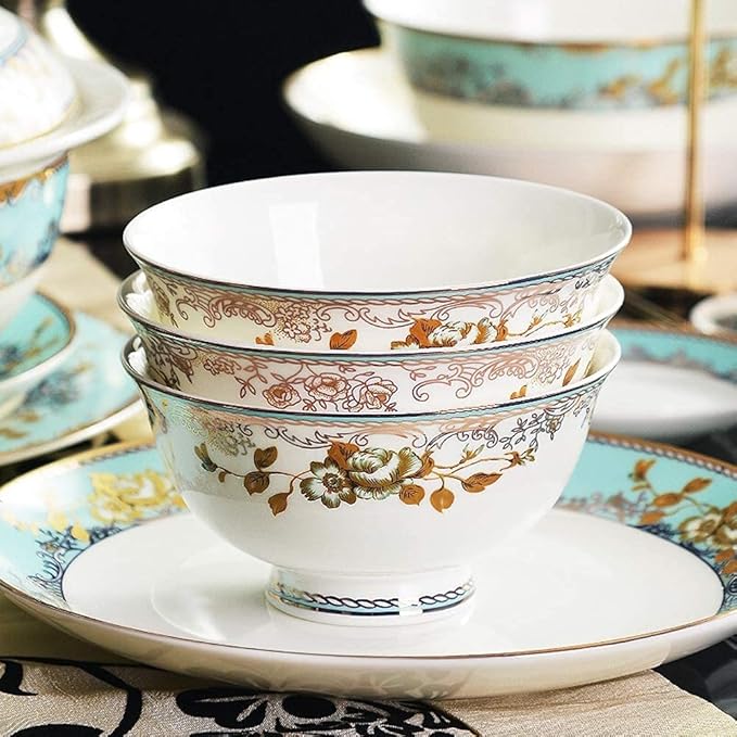 GaRcan Pottery Tableware,56Pcs Ceramic Dinnerware Sets, Porcelain Tableware Combi-Set Includes Cereals Bowls/Dessert Plates/Soup Plates/Dinner Plates