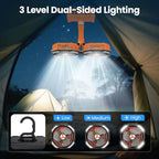 Dual Head Portable Rechargeable Fan 20000mAh Battery Powered Camping Fan Cordless with LED Lantern & Remote, Auto Oscillation, Hook, Battery Operated for Tent Office Travel Picnic Jobsite Orange