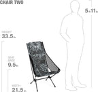 Helinox Chair Two Ultralight, High-Back, Collapsible Camping Chair, Black Tie Dye, with Pockets
