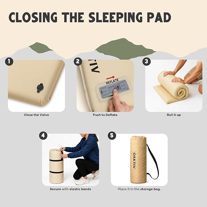 Self-Inflating Camping Sleeping Pad – 3.15" Wandermate Memory Foam Air Mattress for Backpacking, Car Camping & Tents, Compact and Durable
