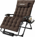Amopatio Oversized Zero Gravity, 33in Reclining Camping Lounge Chair Upgraded Lock, Footrest, Cup Holder, Removable Cushion, Headrest Folding Patio Recliner