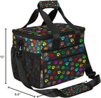 Pardick Insulated Lunch Bag, Colorful Dog Paw Print Reusable Lunch Box Leakproof Cooler Tote Bag Large Lunchbox Freezable Lunch Bag with Adjustable Shoulder Strap for Women Men Picnic Work Beach