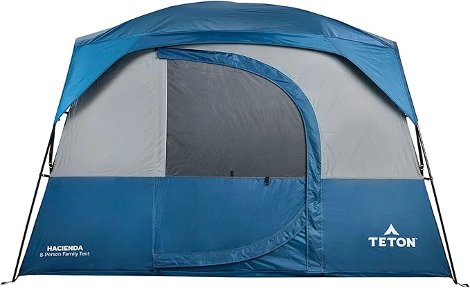 TETON Sports Hacienda 8 Person Family Camping Tent, Large Gear Loft and 4 Storage Pockets, Swinging Door Makes it Easy to Access, Full Mesh Roof, Waterproof Rainfly