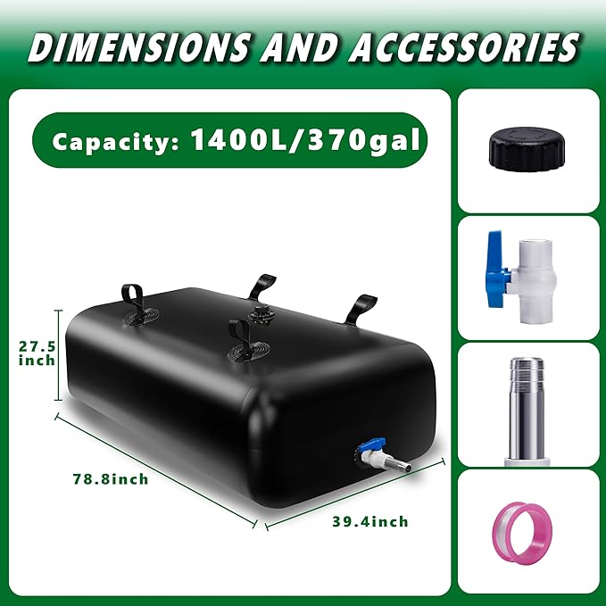 1400 L/370 gal Water Bladder Storage Containers, Foldable Portable Water Tank Large Capacity Soft Water Bag, Drought Resistance, Fire Prevention, Emergency Water