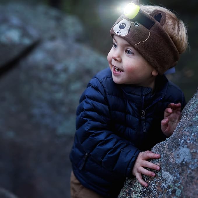 Big Discoveries WildLight Headband Headlamp - Fleece Headband with Bright LED Head Lamp for Kids | Fun Toy Headlight for Boys, Girls, or Adults | Headlamps for Camping, Hiking, Party, or Reading