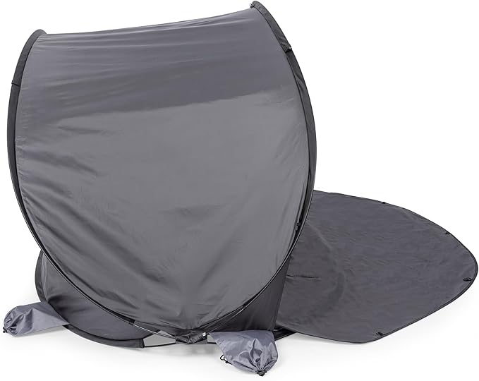 PICNIC TIME Manta Portable Beach Tent, Fully-Assembled Pop Up Tent, Beach Shade and Sun Shelter, Instant Outdoor Shade with Carrying Bag for Outdoors and UPF50+ UV Protection (Gray with Black Accents)