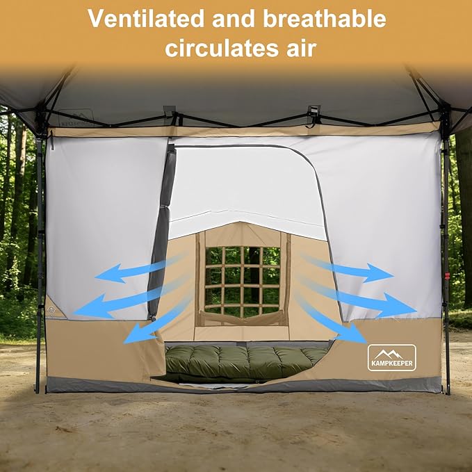 KAMPKEEPER Canopy Side Tent, Camping Canopy Tent for 10x10 Pop Up Canopies, Cube Tents, Gazebo Room Compatible with 10' Wide Canopies(Canopy Not Included)