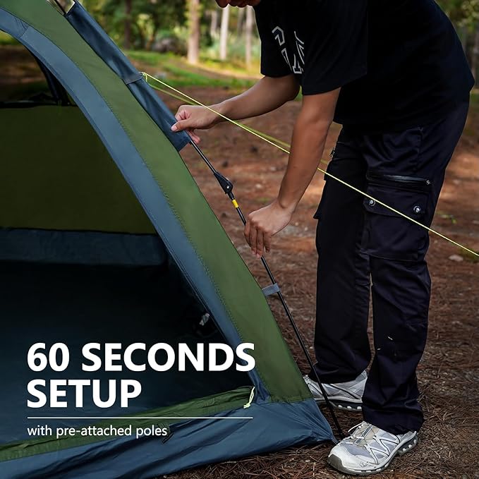 MOON LENCE Pop Up Camping Tent, 3-4 Person Portable Automatic Instant Tent Windproof for Camping, Hiking, Mountaineering