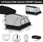 KAMPKEEPER Canopy Side Tent,4-6 Person Camping Cube Tent for 10x10 Pop Up Canopies,Easy Up Gazebo with Window,Compatible with 10' Wide Canopy Tents