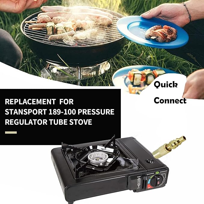 MENSI 1/4" Propane Adapter Quick Disconnect Fitting Compatible for Stansport, Camp Chef Mountaineer,Eureka Gonzo, Jetbroil Camping Stove Grill (Adapter with Quick Connect Valve 1/4")