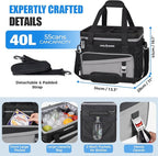 INSMEER Soft Cooler Bag with Hard Shell & 4 Cup Holders, 55 Cans 40L Collapsible Soft Sided Cooler, 100% Leakproof Insulated Cooler Bag Portable for Beach Travel Camping Picnic