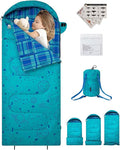 KingCamp 45°F Kids Sleeping Bag, Lightweight Waterproof & Compact Flannel Sleeping Bags Cold Weather & Warm Youth Essentials Gear Accessories for Camping, Fits 10-12 Children up to 4'7"-5'5" Tall