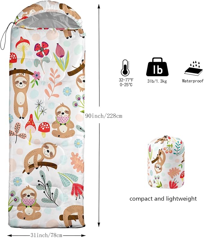 QOOMO Camping Sleeping Bags,3 Season Warm & Cool Weather,Lightweight,Waterproof Sleeping Bags for Adults & Kids Traveling,and Outdoors