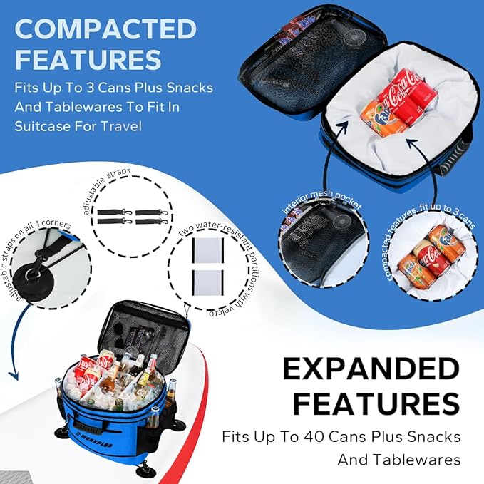 Waterproof PVC Material Paddleboard Cooler Deck Bag,40 cans Sup Deck Cooler Bag,Cooler Bag for Paddleboard,Lunch Box Cooler Insulated Bag,Camping Cooler Bag,Kayak Cooler Bag