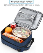 Tirrinia Expandable Insulated Lunch Bag for Men Women – Leakproof Reusable Cooler LunchBox for Kids & Adults with Shoulder Strap, Perfect for Work, School, Office, Travel,Dark Blue