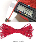 Dyneema Reflective Rope -2mm 400kg Fracture Strain - Suitable for Tents, Kite Surfing, and Other 65 feet (red, 2mm)
