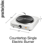 Proctor Silex Portable Electric Stove, Cast Iron Single Burner Cooktop, Compact, Adjustable Temperature Hot Plate, 1000 Watts, White (34107)