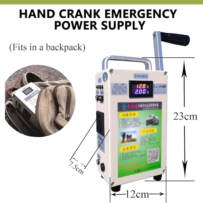 160W Hand Crank Generator, Portable Power Station w/Folding Handle, Aluminum Alloy Small Inverter Generator Rechargeable for Home Camping Outdoor Smartphone Charger