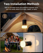 LED Rechargeable Camping Lantern with Hook - 6000mAh Emergency Outdoor Camping Lights, IPX5 Water Resistant Portable Tent Lights for Hiking, Backpacking, Fishing, Outages (Black 2Pack)