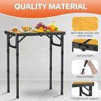 FUNYKICH 2ft Small Folding Camping Table, 3 Height Adjustable Portable Picnic Table, Lightweight Aluminum Outdoor Tables with Carry Handle for Camping, Picnic, BBQ, L22.8 xW15.7 (58x40cm)