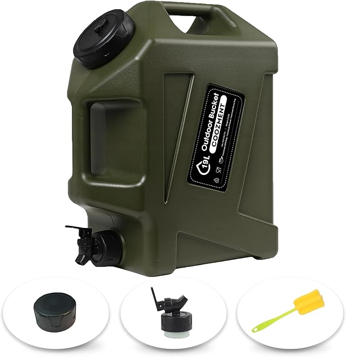 3.2 Gallon/5 Gallon Water Containers with Spigot, BPA Free Water Jug, Military Green Water Tank, Multifunction Water Storage Containers for Camping Outdoor Hiking,Emergency Stroage