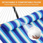 Lazy Daze Hammocks 2 Person Hammock Pad and Pillow Set, Double Polyester Quilted 78" x55" Replacement Pad for Rope Hammock, Ocean Stripes