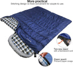 REDCAMP Flannel Sleeping Bag for Adults, Comfortable Cotton Sleeping Bags for Camping with Detachable Hood, Red/Grey/Blue/Black