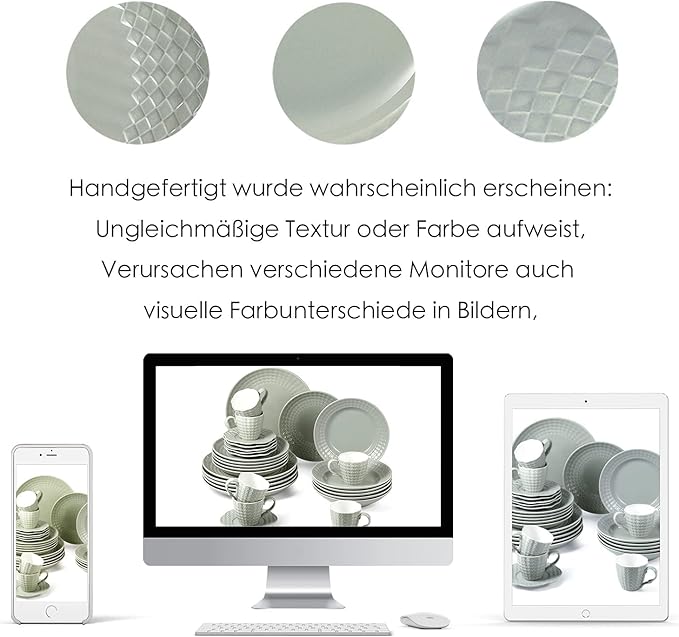 Creative Ceramic Tableware, 36 Pieces Ceramic Full Set of Tableware, Gray-Green Soup Plates, Dinner Plates, Dessert Plates, Cereal Bowls, Coffee Cups, Saucers for 6 People (36 Pcs
