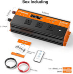 3000W Power Inverter, 12v DC to 120v Ac Inverter, Power Inverters for Vehicles with LCD Display, 3AC Sockets and USB-C & QC 3.0 Port with Remote Control for Camping Home Truck Rv Solar System