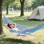 Aesthetic Sloth Blue Hammocks for Camping with Hanging Rope Fabric Hammock for Camping & Hiking Essential