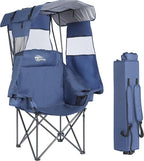 Camping Chair with Canopy Beach Chair with Canopy Shade Oversized Folding Canopy Chair for Camping, Beach, Picnics, Fishing, Sports - High Back, Padded Headrest, Cup Holder, Pocket - Support 400 LBS